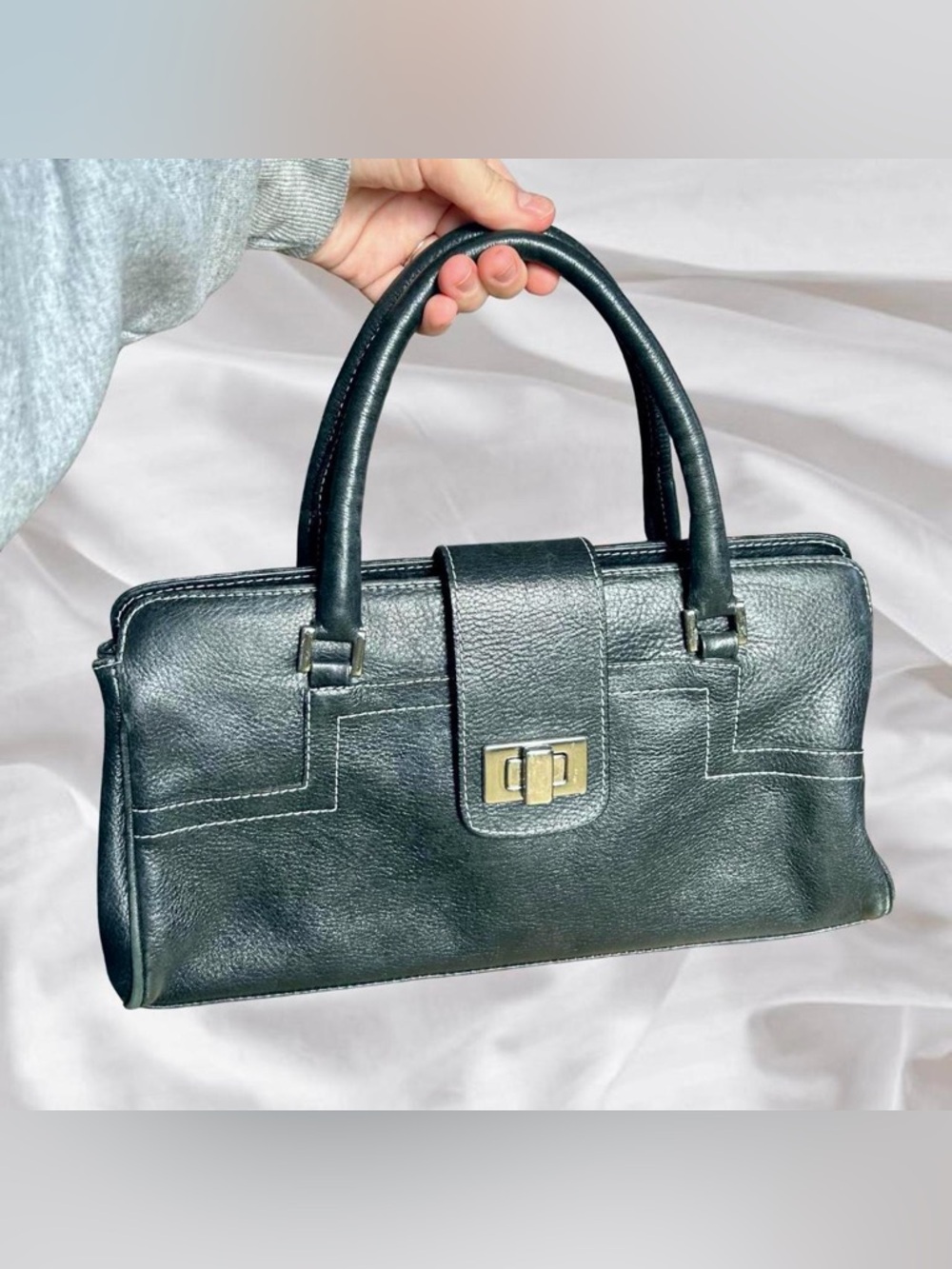 Black Leather Mini Handbag - Picture 2 of 6